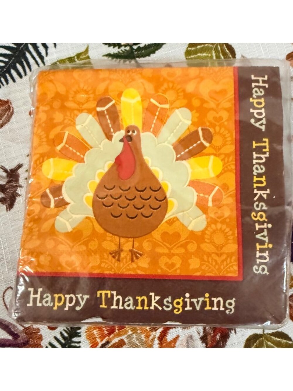Vintage Turkey Napkins Happy Thanksgiving 2011 Brothers sisters design 5x5”